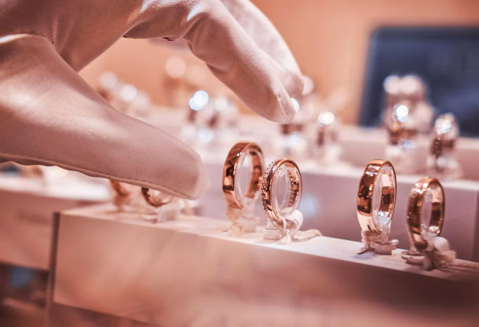 A Jewellery Shop with rings on display